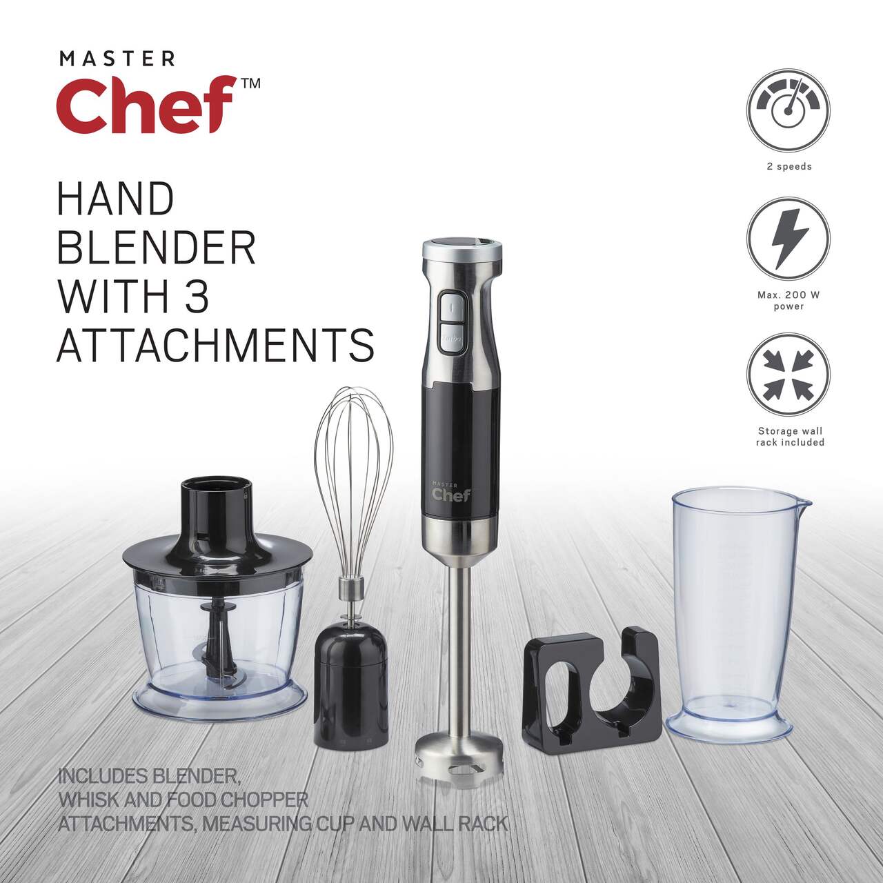 Master Chef Corded Hand Blender with Whisk Stainless Steel