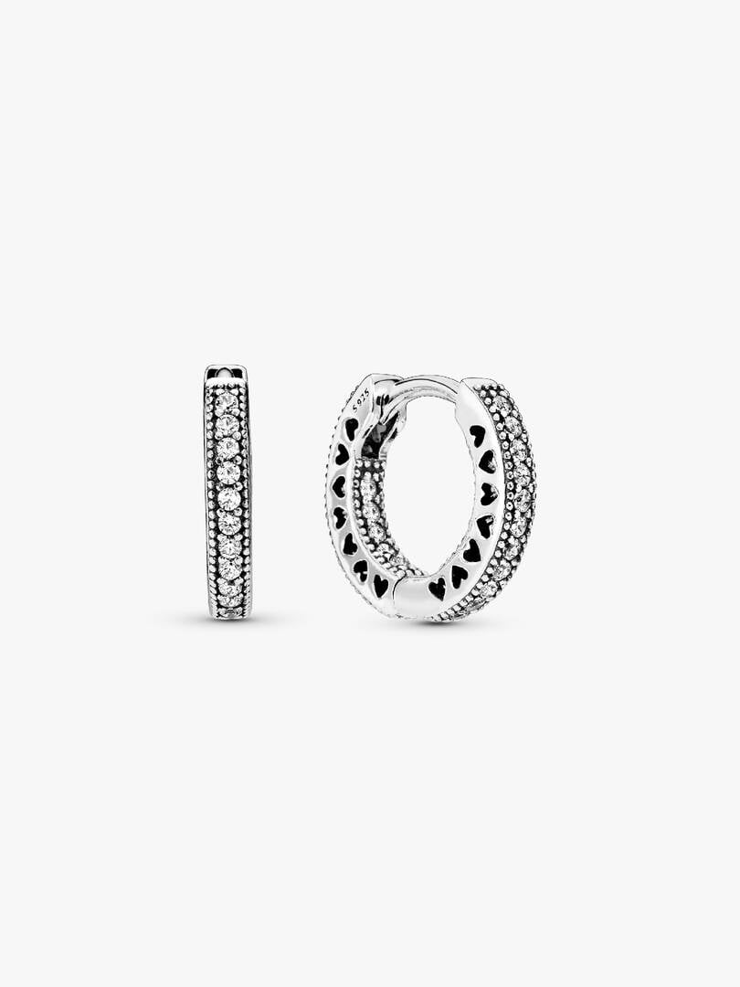 Two pairs of hoop earrings on a white background
