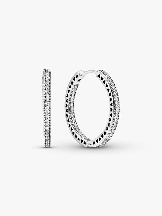 Pandora Sparkle & Hearts Hoop Earrings