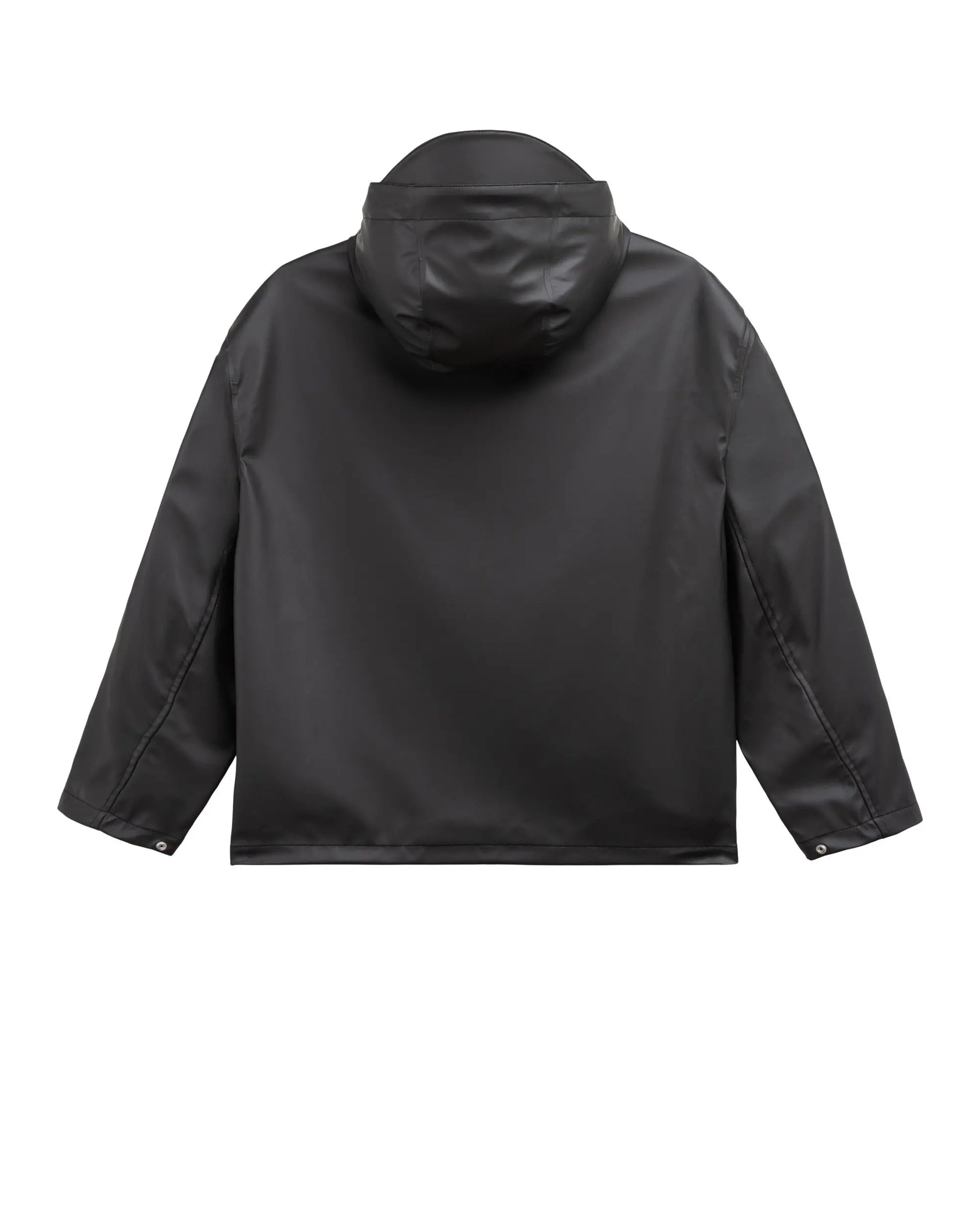 Black jacket with a hood on a white background