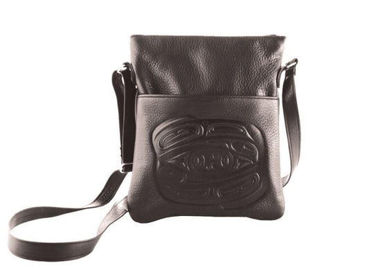 Panabo Raven Embossed Solo Bag (Black Leather)
