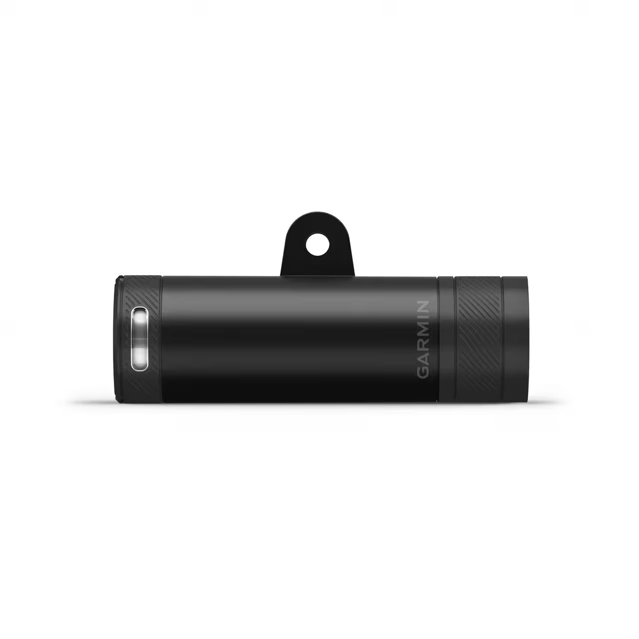 Black Garmin device with a strap on a white background