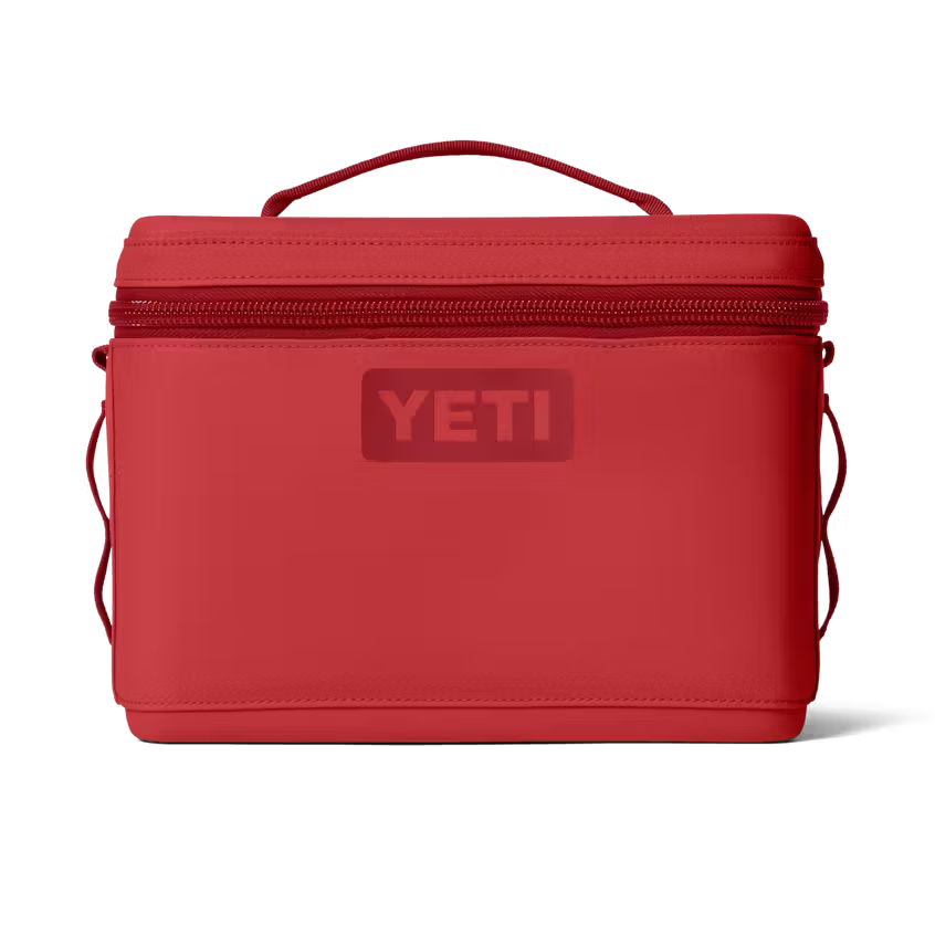 Red YETI lunch bag on a white background