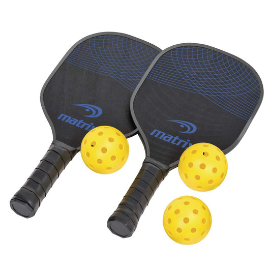 Matrix Beginner / Intermediate Wooden Pickleball Paddle / Racket & Outdoor Ball Set, 5-pc